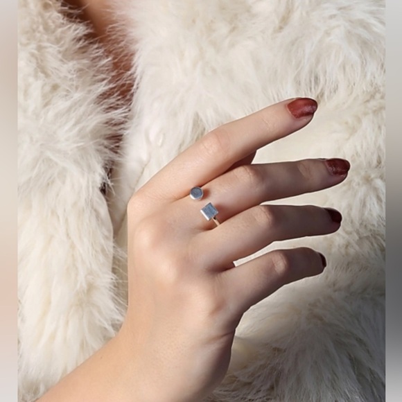 🩶💫 Adjustable Geometric Ring - Handmade 925 Sterling Silver - Picture 2 of 3